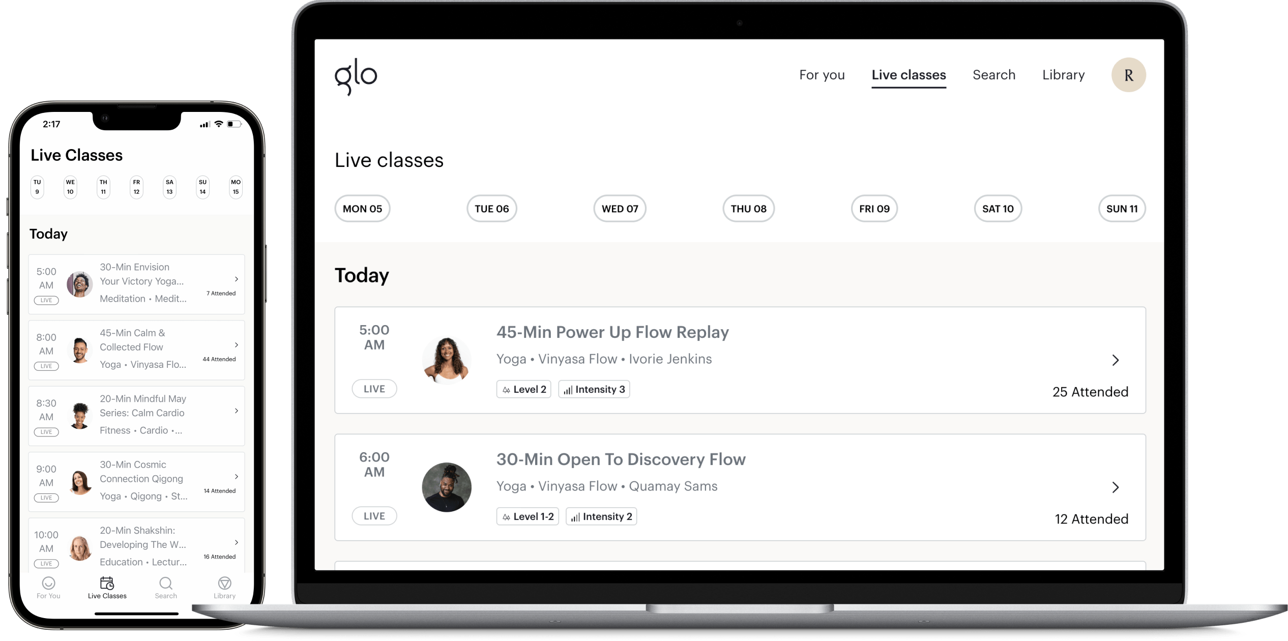 Experience in-studio energy from the comfort of your home with live classes.
